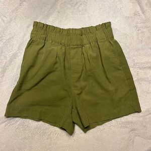 MAUBY Olive Green High Waisted Paperbag Waist Shorts Womens M Anthropologie